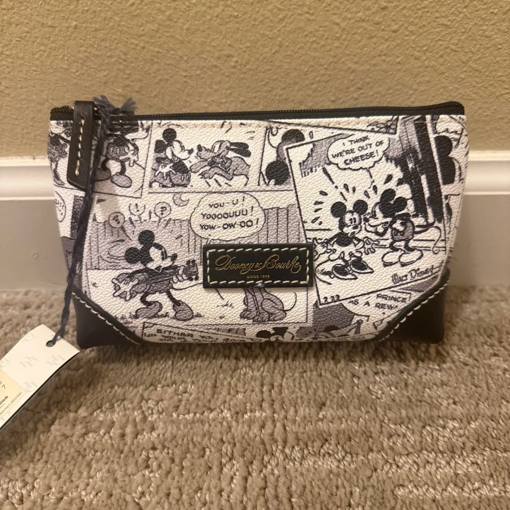 Dooney & Bourke Disney Parks Comics Sketch Pouch Case Black & White Mickey Mouse
